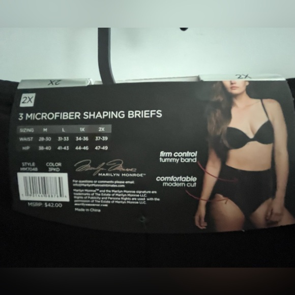 Marilyn Monroe Microfiber Shaping Briefs w/Firm Control Tummy Band 3 pc set - Picture 11 of 11